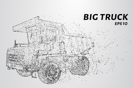 A big truck from the particles. Big truck consists of small circles and dots. Vector illustration.のイラスト素材