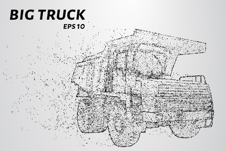 A big truck from the particles. Big truck consists of small circles and dots. Vector illustration.のイラスト素材