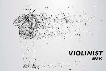 Violinist consists of particles. Violinist consists of small circles and dots. Vector illustration.のイラスト素材