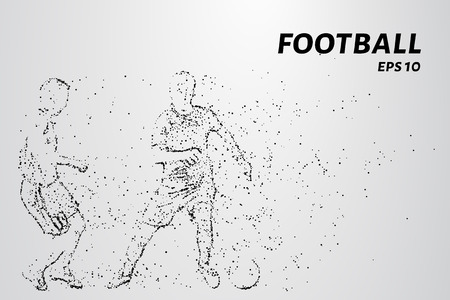Football players consists of points and circles. A soccer player dribbles of the opponent. Vector illustrationのイラスト素材