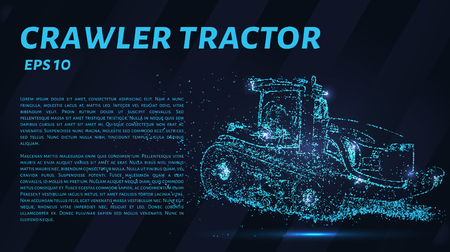 Crawler tractor consists of points. Particles in the form of a crawler tractor on a dark background. Vector illustration. Graphic concept crawler tractor.のイラスト素材