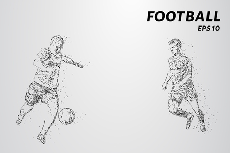 Football of the particles. Game time a soccer player dribbling. Graphic concept footballのイラスト素材