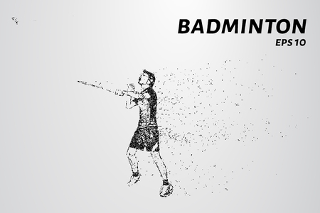 Badminton consists of particles. Badminton player preparing to receive serve. Vector illustrationのイラスト素材