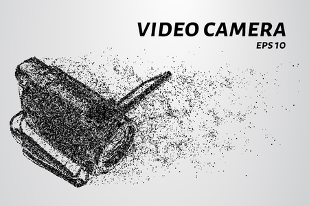 Video camera of particles. The video camera consists of dots and circles. Vector illustration.のイラスト素材