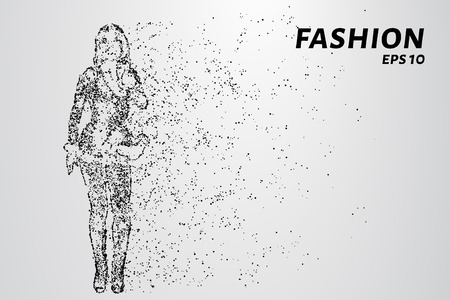 Fashion of particles. Model fashion show consists of dots and circles. Vector illustration.のイラスト素材