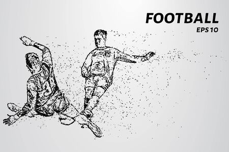 Football of the particles. Silhouette of a football player consists of points and circles. Vector illustration.のイラスト素材