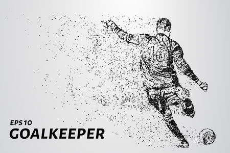 Goalkeeper of the particles. The goalkeeper knocks the ball consists of points and circles. Vector illustration.のイラスト素材