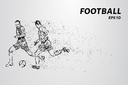 Football of the particles. Silhouette of a football player consists of points and circles. Vector illustration.のイラスト素材