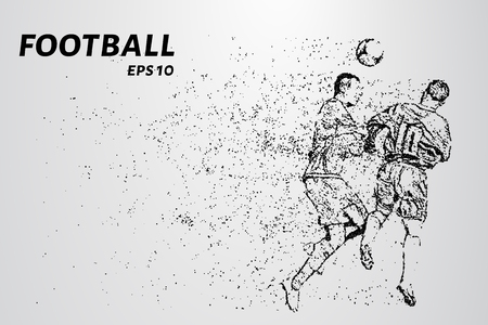 Football of the particles. Football players fighting for the ball in the air. Vector illustration.のイラスト素材