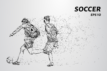 Soccer of the particles carries in the wind. Silhouette of a soccer player from circlesのイラスト素材