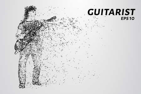 Guitarist from particles. The man playing the guitar. Vector illustration.のイラスト素材