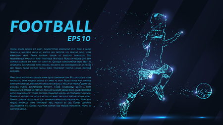 Football which consists of points. Particles in the form of a football player on dark background. Vector illustration. Graphic concept soccer.のイラスト素材