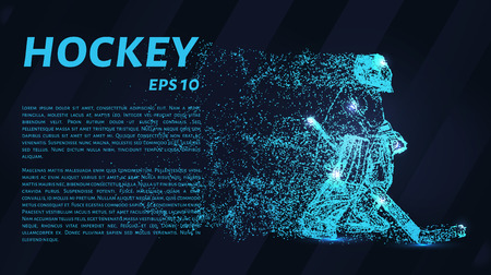 Hockey from the particles. The goalkeeper consists of circles and points. Vector illustration.のイラスト素材