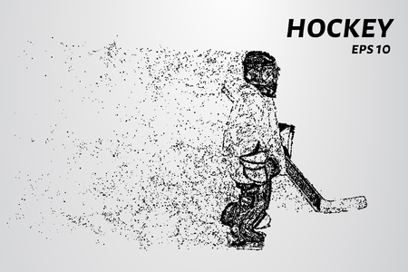 Hockey from the particles. The goalkeeper consists of circles and points. Vector illustration.のイラスト素材