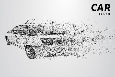 The car consists of dots and circles. Car the wind blows away particles vector illustration.のイラスト素材