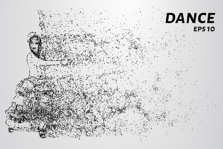 Dance of the particles. The dancer consists of circles and points vector illustration.のイラスト素材