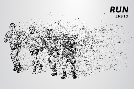 Runner of the particles. Athlete consists of circles and points vector illustration.のイラスト素材