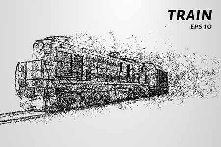 The train consists of dots and circles. Train the wind blows away particles vector illustration.のイラスト素材