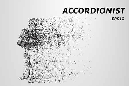 Accordion player from particles. The harmonist consists of dots and circlesのイラスト素材