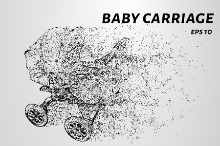 Baby carriage. With baby stroller wind tears the particles.のイラスト素材