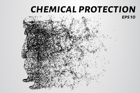 Chemical protection from particles. Chemical protection by wind tears off the particles.のイラスト素材