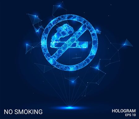 Hologram no Smoking. Do not smoke from polygons, triangles of points and lines. Smoking is prohibited low-poly compound structure. The technology conceptのイラスト素材