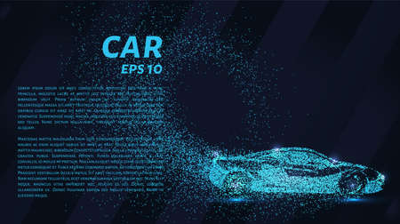 Car from the particles. Car consists of small circles and dots. Vector illustration.のイラスト素材