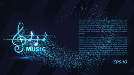 Treble clef and notes of the particle. Music   made of small circles.のイラスト素材