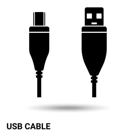 USB cable icon. The USB cable   isolated on a light background. Vector illustrationのイラスト素材