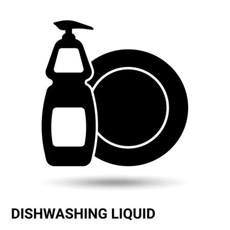 Dishwashing.   washing dishes, isolated on a light background. Vector illustrationのイラスト素材