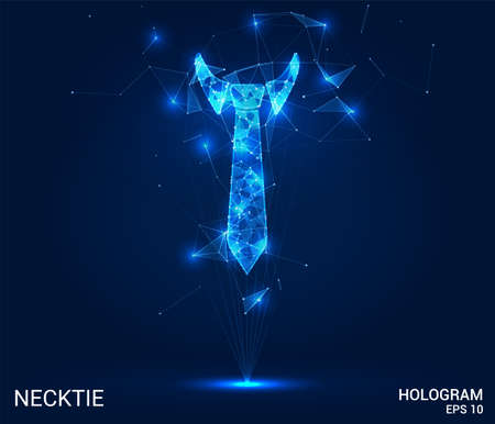 The necktie hologram. A Necktie of polygons, triangles, points, and lines. Necktie is a low poly compound structure. The technology conceptのイラスト素材
