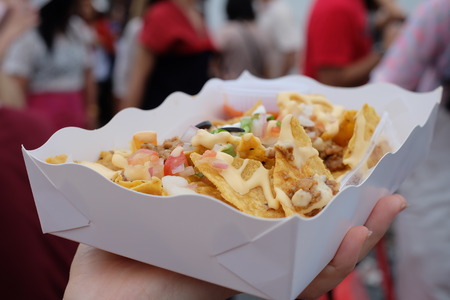 Mexico Nachos on handの写真素材