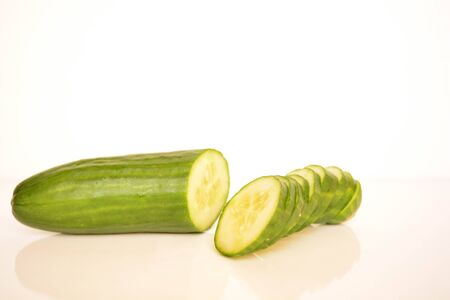 Fresh sliced cucumbersの写真素材