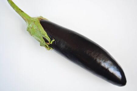 Fresh eggplants on white backgroundの写真素材
