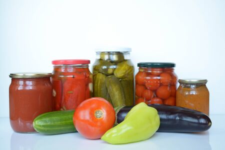 Fresh and canned vegetablesの写真素材