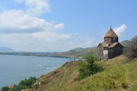 Lake Sevan, christian churchの写真素材