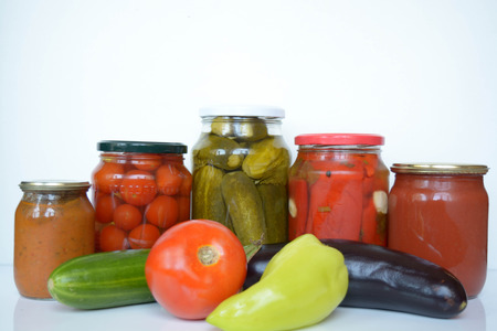 Fresh and canned vegetablesの写真素材