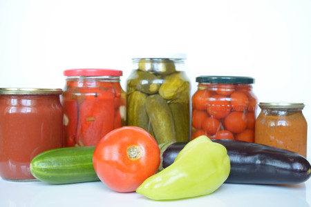 Fresh and canned vegetablesの写真素材