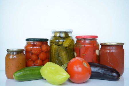 Fresh and canned vegetablesの写真素材