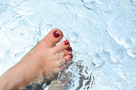 Woman legs on water background, girl, health, beautifulの写真素材