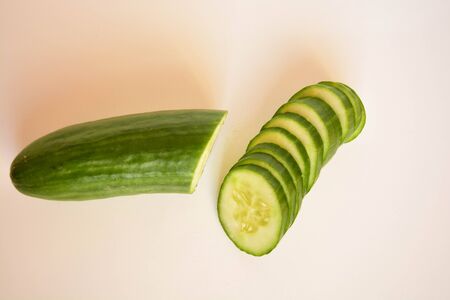 Fresh sliced cucumbersの写真素材