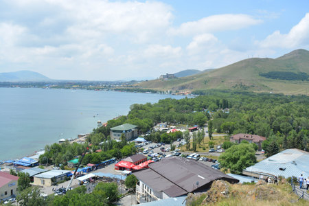 Lake Sevan in Armenia, pure water, natural background