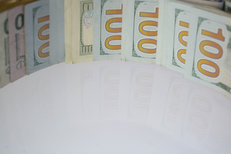 Money isolated on white background, cash, dollars, businessの写真素材