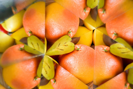 Abstract natural background, fresh fruits and vegetables, kaleid