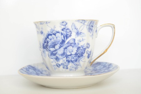 A empty cup of tea isolated on white background, drinkの写真素材