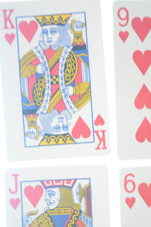Playing cards isolated on white background, poker, casino