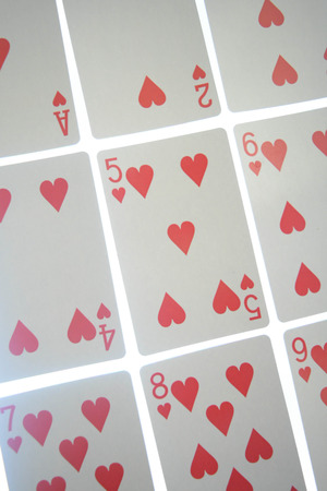 Playing cards isolated on white background, poker, casinoの写真素材