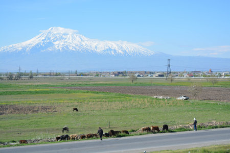 Armenian landscape, mountains, nature, blue sky, green