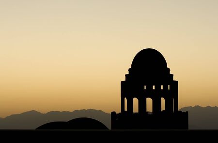 Mosque silhouette during sunset. Copy-space.の写真素材