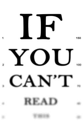 Eye examination board reading 